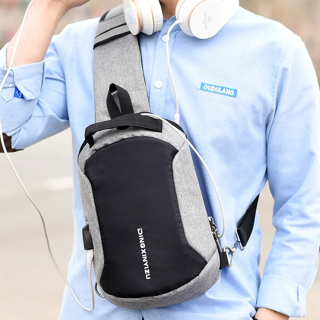 Многофункциональные сумки через плечо для мужчин, зарядка через usb, нагрудный пакет, короткие походные мессенджеры, нагрудная сумка, водоотталкивающая сумка на плечо, Мужская Прямая поставка