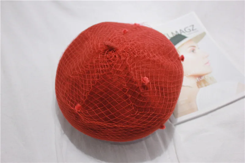 Brick Red Известный подиум модели Элегантный Ретро мода простой кружевной помпон шерсть художника кепки сетки берет Женская осень и зима - Цвет: Brick Red