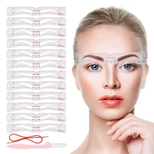 12 estilos/conjunto de estêncil sobrancelha conjunto reutilizável diy olho sobrancelha desenho guia estilo modelar grooming modelo cartão fácil maquiagem tlsm