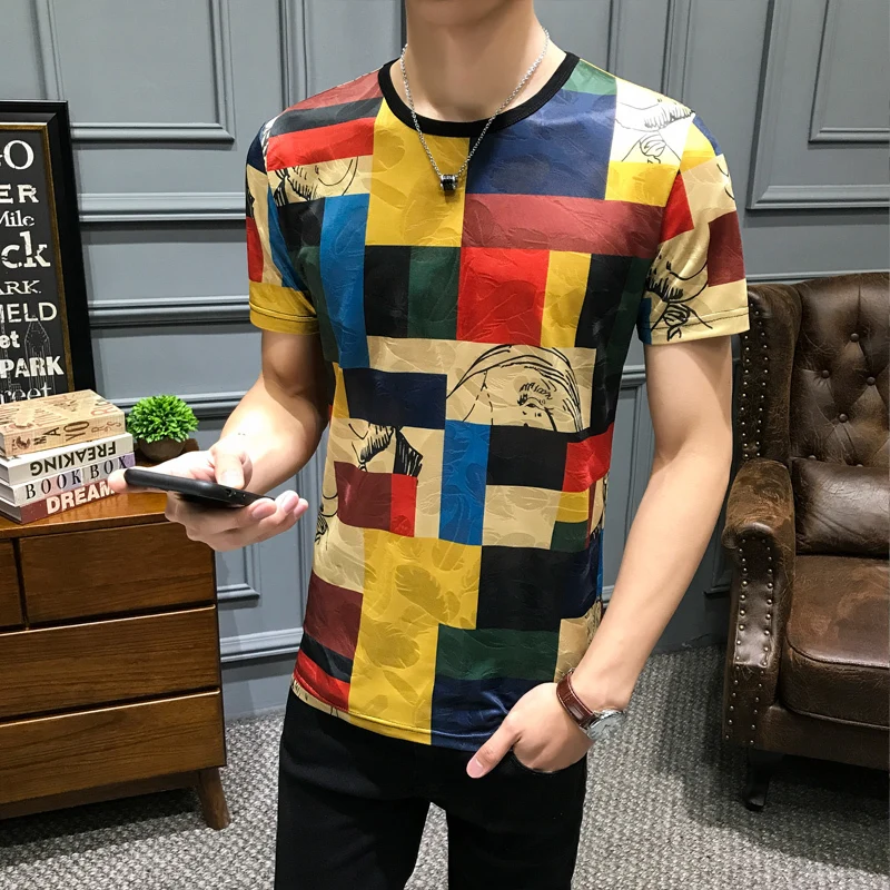 Уличная футболка для мужчин Camisetas Hombre с коротким рукавом комбинированная