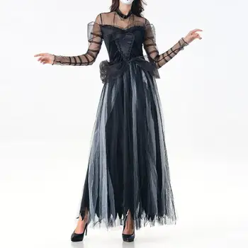 

Black Sexy Lace Dress Women Vampire Witch Costume for Halloween Horror Ghost Bride Cosplay Costumes Dresses
