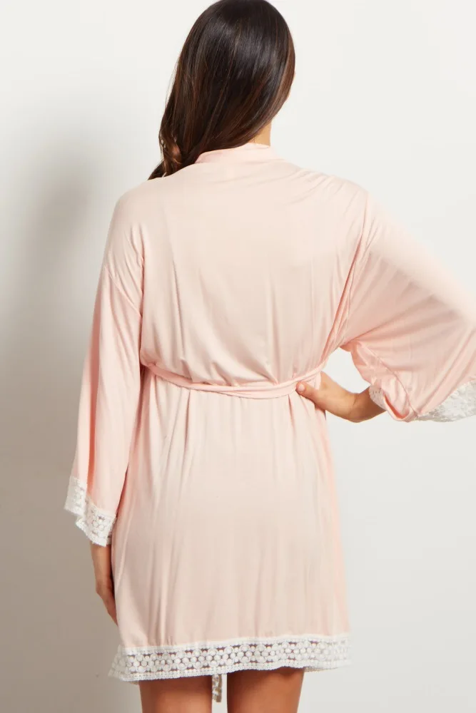 Maternity Robe Nightwear Lace Trim Half Sleeve Nightgown Sleepwear Breastfeeding Pajamas Pregnancy Labor Delivery Nursing Pijama (8)
