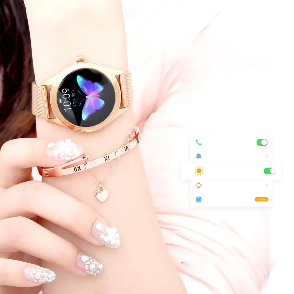 

KW10 Ladies Fashion Heart Rate Monitoring Sports Step Sleep Quality Monitoring Flip Wrist Bright Waterproof Smart Bracelet