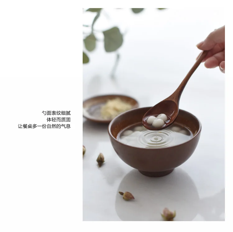 Деревянная ложка, японская чайная ложка с длинной ручкой, ложка для супа, меда, кофе, молока, чая, перемешивания, совок, домашняя посуда, кухонная посуда, 1 шт