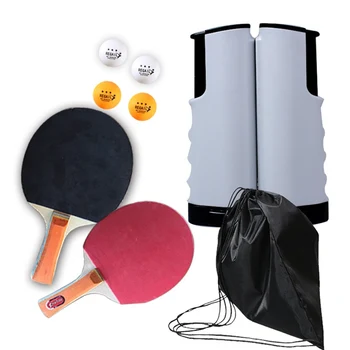 

Ping Pong Portable Set 2020 Table Tennis Retractable Net Training Robot Rubber Film Professional Red Ping Pong Accessories Set