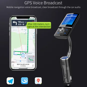 

FM Transmitter Car MP3 With Color Screen Wireless Bluetooth Handsfree Car Kit Audio AUX Modulator with QC3.0 Dual USB Charger
