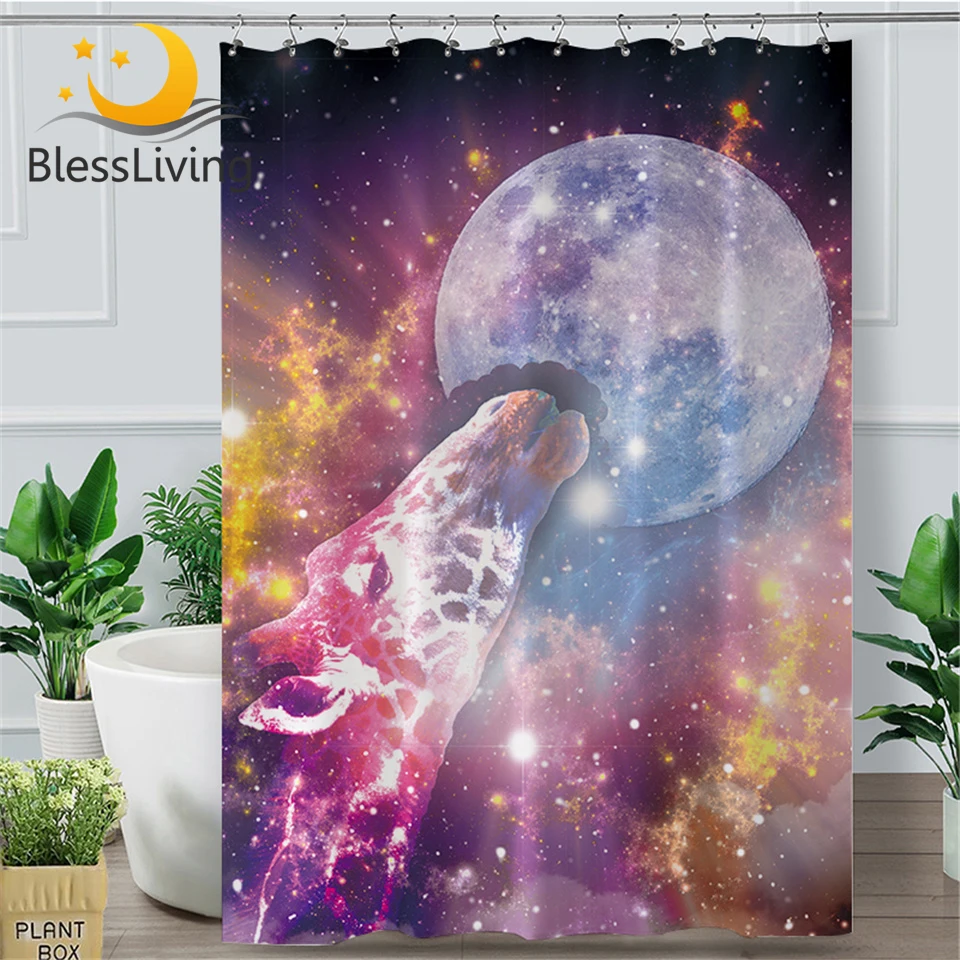 

BlessLiving Unicorn Shower Curtain Animal and Moon Curtain for Bathroom Polyester Colorful Galaxy Printed tenda doccia Drop Ship