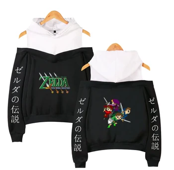 

The Legend of Zelda hooded off-the-shoulder sweatshirt cute strapless sexy girl sweatshirt Japanese fashion fashion shirt