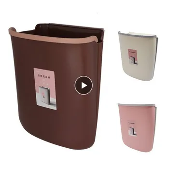 

2020 Collapsible Trash Can Waste Bin Kitchen Accessories Wall Hanging Toilet Waste Storage Box Garbage Can Wall Mounted Folding