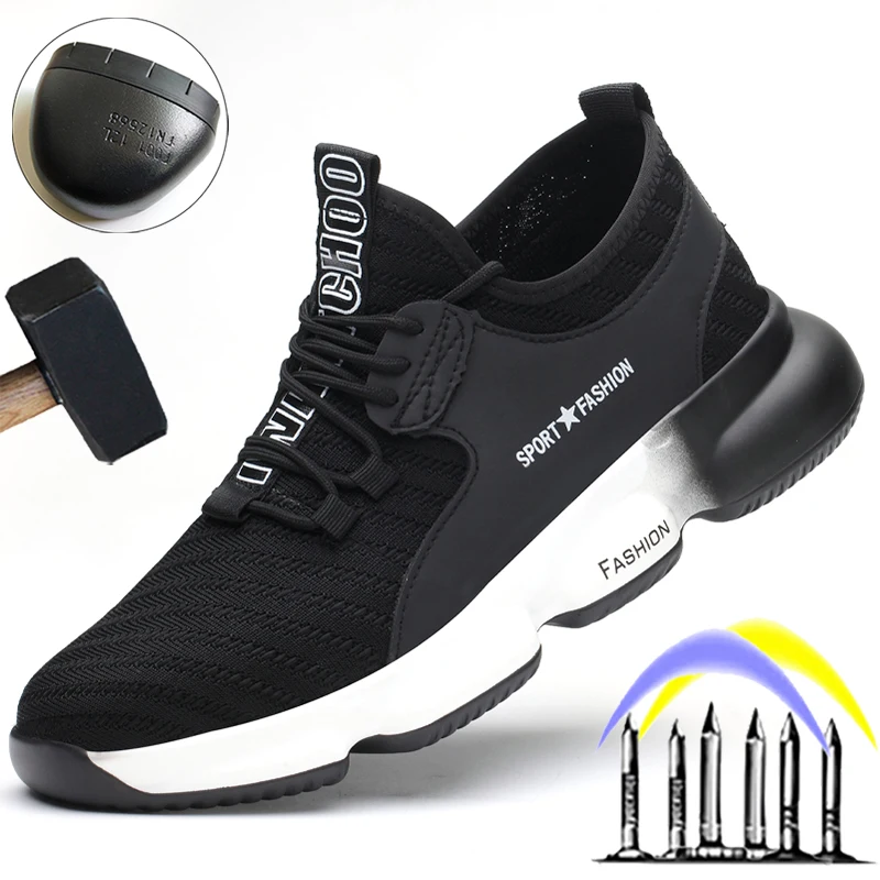 Zapatos de seguridad a prueba de perforaciones para hombre, zapatillas de trabajo ligeras, calzado de seguridad Indestructible