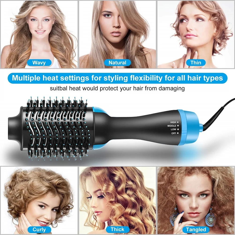 Multi-color One-step Hair Dryer&volumizer Electric Hot Air Comb Tangle  Detangling Comb Blow Dryer Straight /curls Hot Air Brush - Hair Curler -  AliExpress
