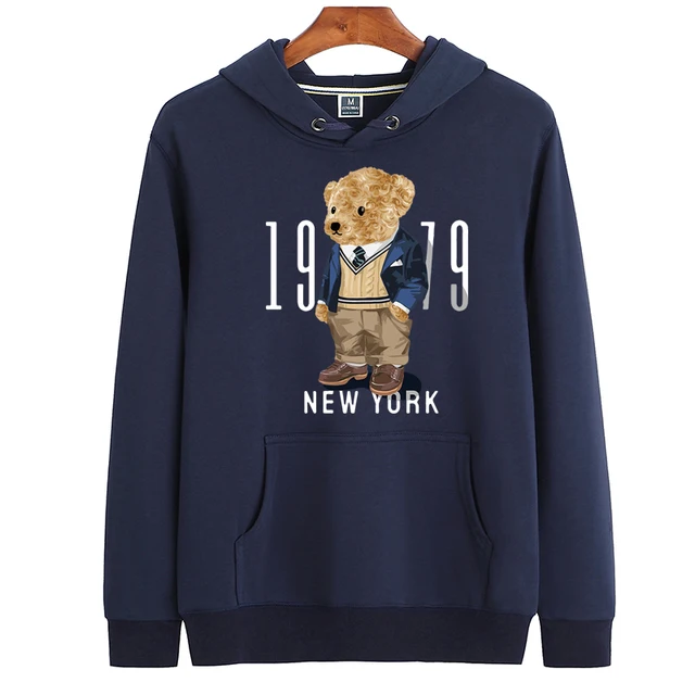 Creative Fashion Gentleman Teddy Bear Sweatshirt Autumn/Winter Thickening Plus-size Men and Women Hoodies Lovers Hoodie S-4XL as photo