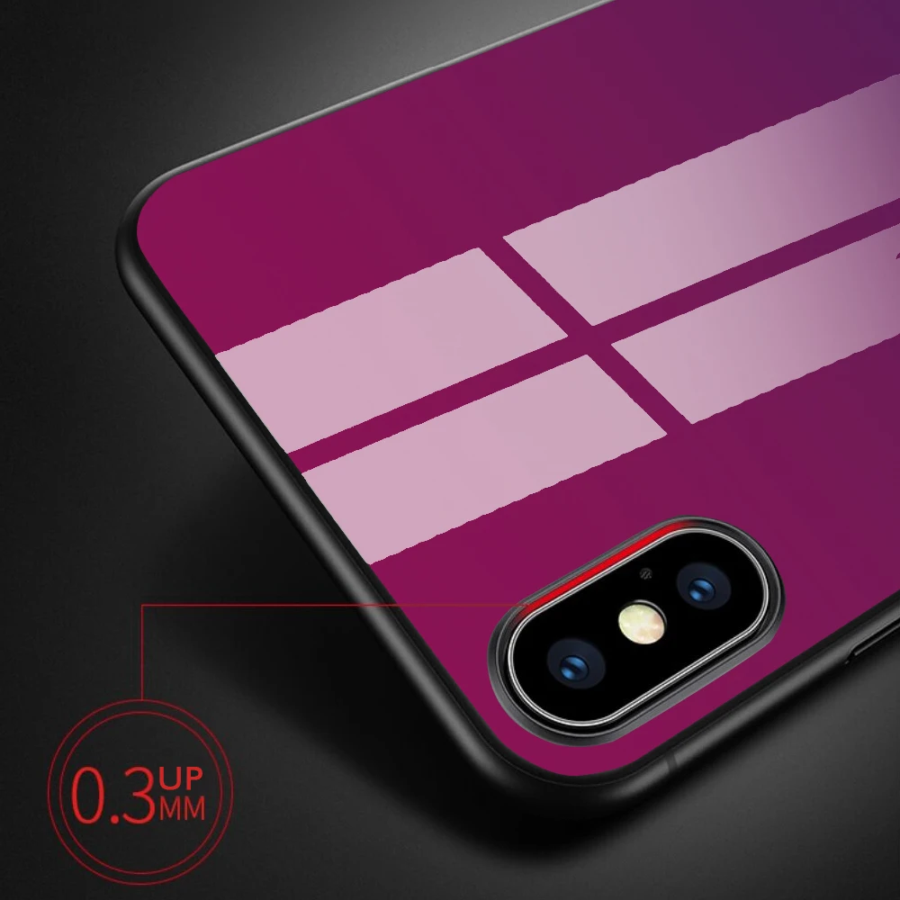 Градиентные чехлы с закаленным стеклом для iPhone X XS Max XR 7 8 6 6s Plus глянцевые Модные