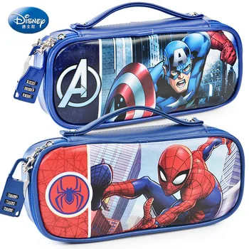 

Marvel Captain America pencil case with password lock Spiderman Mickey school supplies large capacity multi-function pencil bag
