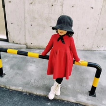 Вечерние платья для девочек на свадьбу; рождественское платье для девочек с длинными рукавами; Зима г.; платье-свитер для маленьких девочек; красный свитер