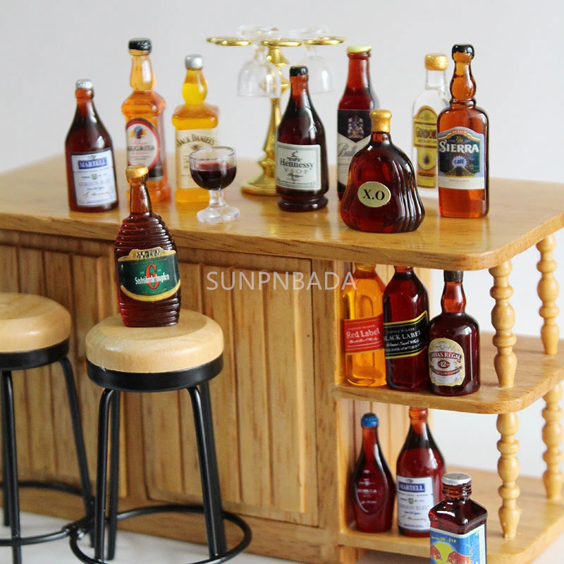 3X Whiskey Wine Bottle Miniature Bar Pub Drink Dollhouse Decor Gift Collectio Tk 