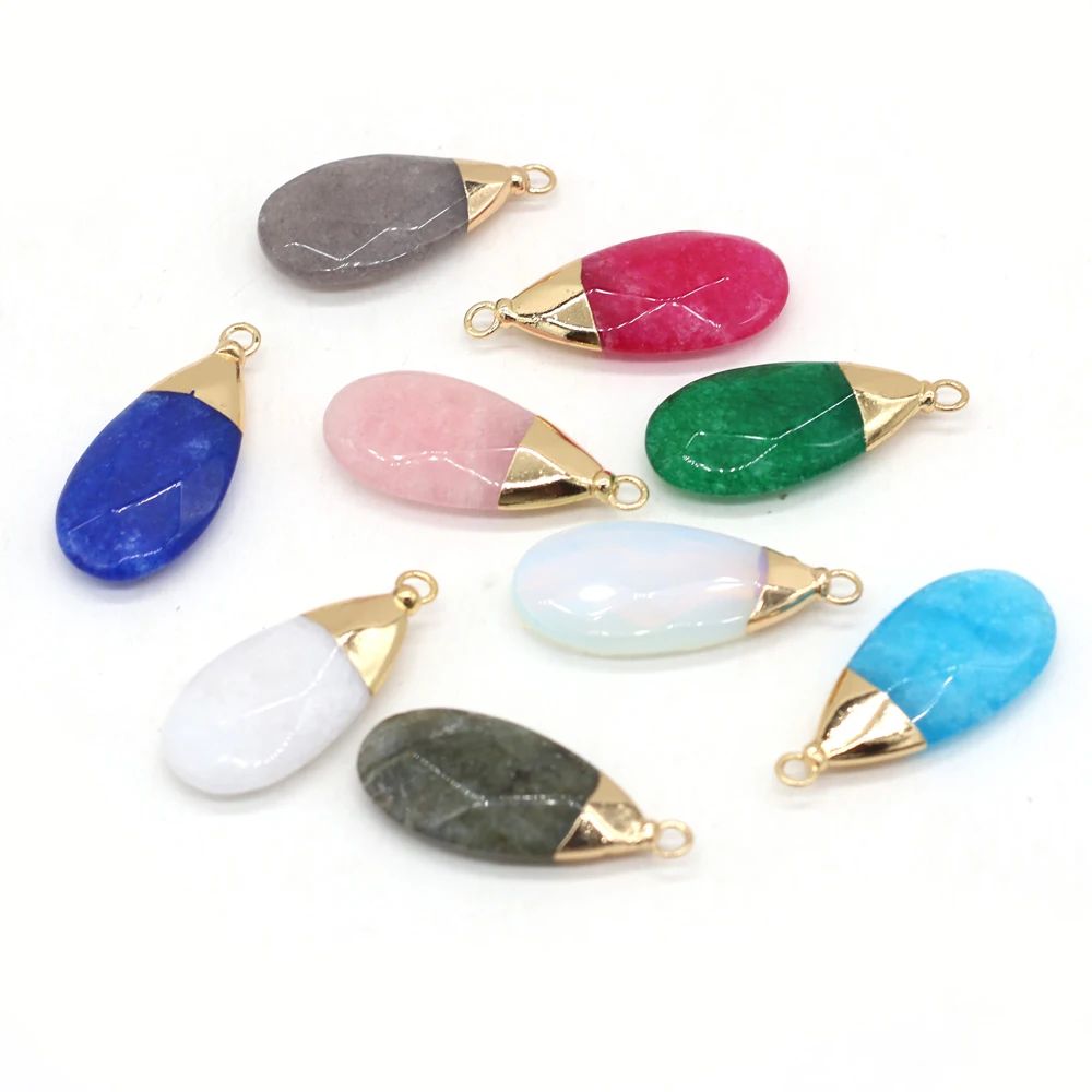 

Natural Stone Pendant Semi-Precious Stones Drop Shape Mix Color Charms For Jewelry Making DIY Bracelet Necklace Accessories