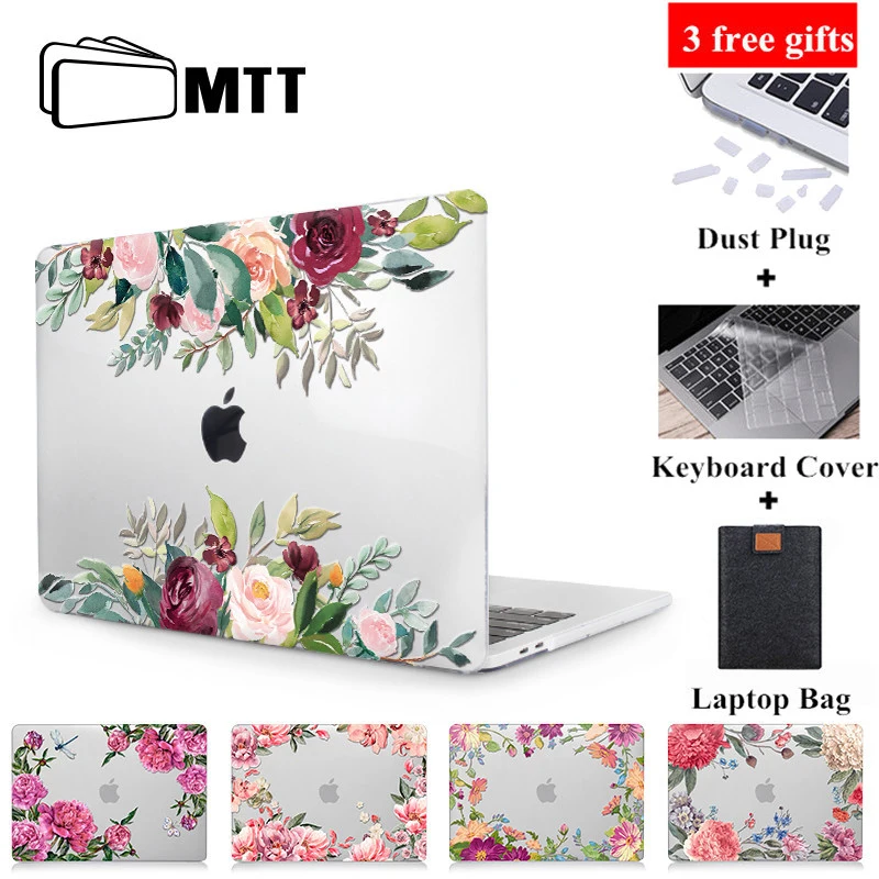 Online Funda de flores para ordenador portátil MTT para macbook air Funda de cristal de 13 pulgadas para macbook air pro retina 11 12 13 15 16 Touch Bar funda para ordenador portátil