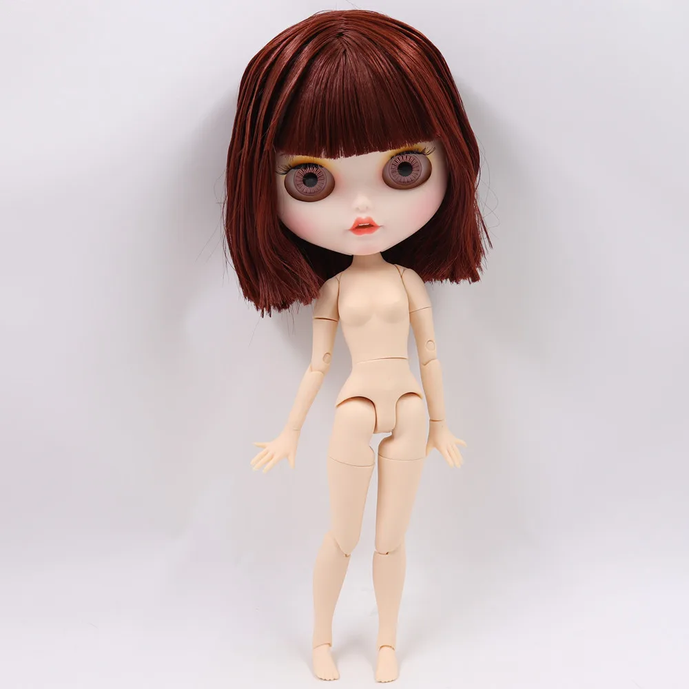 Ледяной обнаженный Blyth кукла No. BL0362 темно-красные волосы резные губы пупырчатая рот матовые индивидуальные лица соединение тела 1/6 bjd