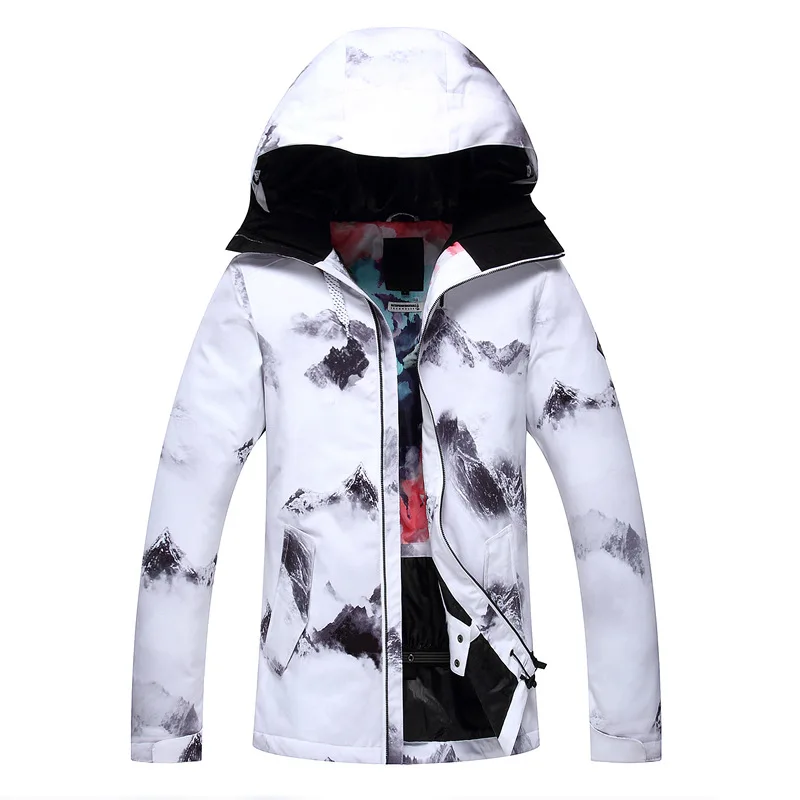 Gsou снег Лыжная куртка Термальность теплые Водонепроницаемый ветрозащитный Для женщин Лыжный Спорт сноуборд куртка Спорт на открытом воздухе дышащий Топ для лыжного спорта - Цвет: 1801 White