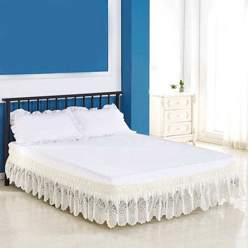 Twin/Full/Queen/King Size Bed Skirt Elastic Bed Skirt Home Hotel Bed Cover Without Surface Princess Lace Bed Skirt Bedspread