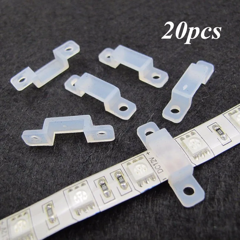 Hot New 20Pcs/lot 10mm Width Silicone Mounting Connector Clip For 220V IP67 waterproof 3528 5050 5630 LED Strip Fixing Holder | Автомобили
