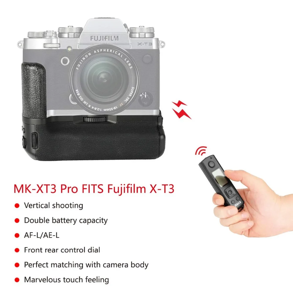 Meike MK-XT3 Pro Вертикальная Батарейная ручка Встроенный 2,4 ГГц пульт дистанционного управления для Fujifilm Fuji X-T3 XT3 камера батарейный блок