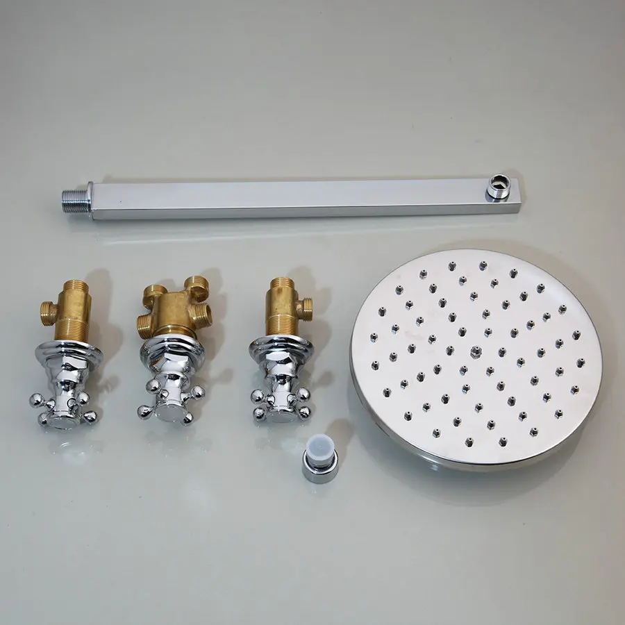 Description Picture 6 of itemKEMAIDI Chrome Shower Faucets Set Rain Waterfall 3 Handle Shower System Wall Mount Bathtub Shower Mixer Combo Set