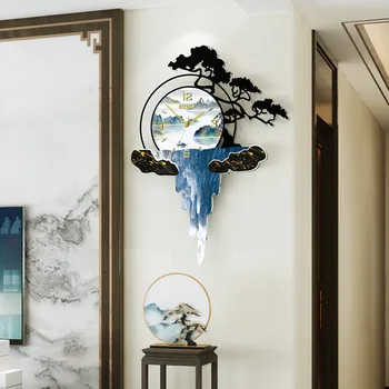 

Vintage Design Clock Large Decoration Home Watch Quartz Silent Wall Clock Hanging Printed Horloge Home Decor Free ShippingMJ1103