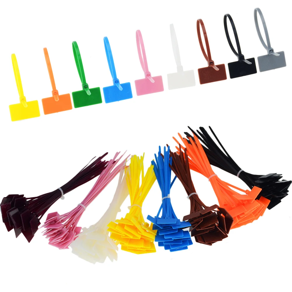 100PCS Easy Mark 4*150mm Nylon Cable Ties Tag Labels Plastic Loop Markers Self-Locking Zip 4x150mm | Обустройство дома