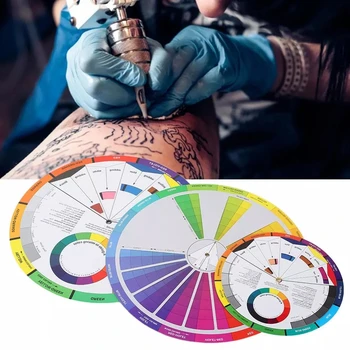 

1/2/3Pieces Tattoo Color Wheel Color Mixing Board Circular Colors for Chromatic Guide Tattoo Color Mixing Guide Wheel Paper Card