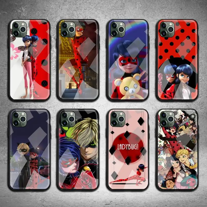 

Seven Star Ladybug Girl Phone Case Tempered Glass For iPhone 11 Pro XR XS MAX 8 X 7 6S 6 Plus SE 2020 case