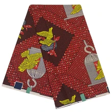 Чудесная красивая птица принт красный хлопок африканский высокое качество Анкара Африканский настоящий голландский воск Ткань 6 ярдов