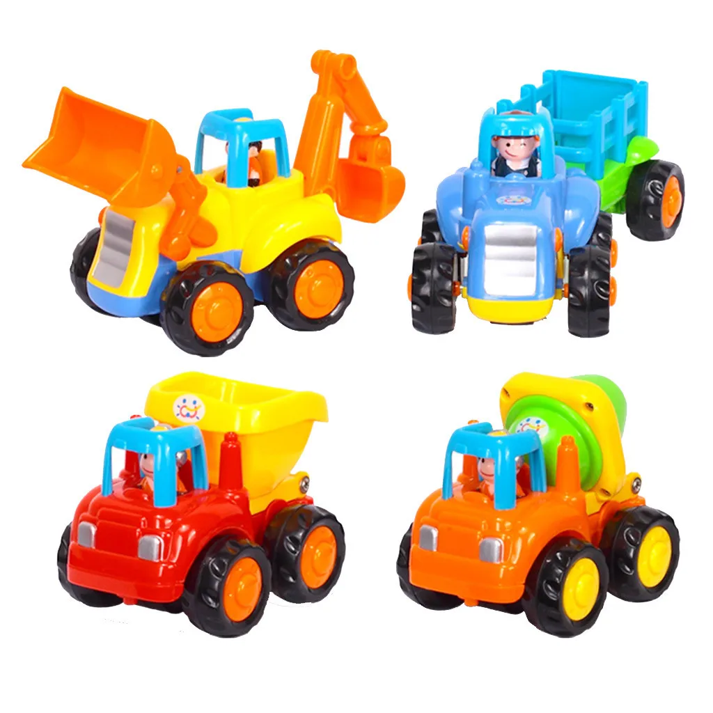 4pcs Friction Powered Car Toys Push and Go Construction Vehicles Cars child birthday surprises for 1-3 Year Old Kids #C