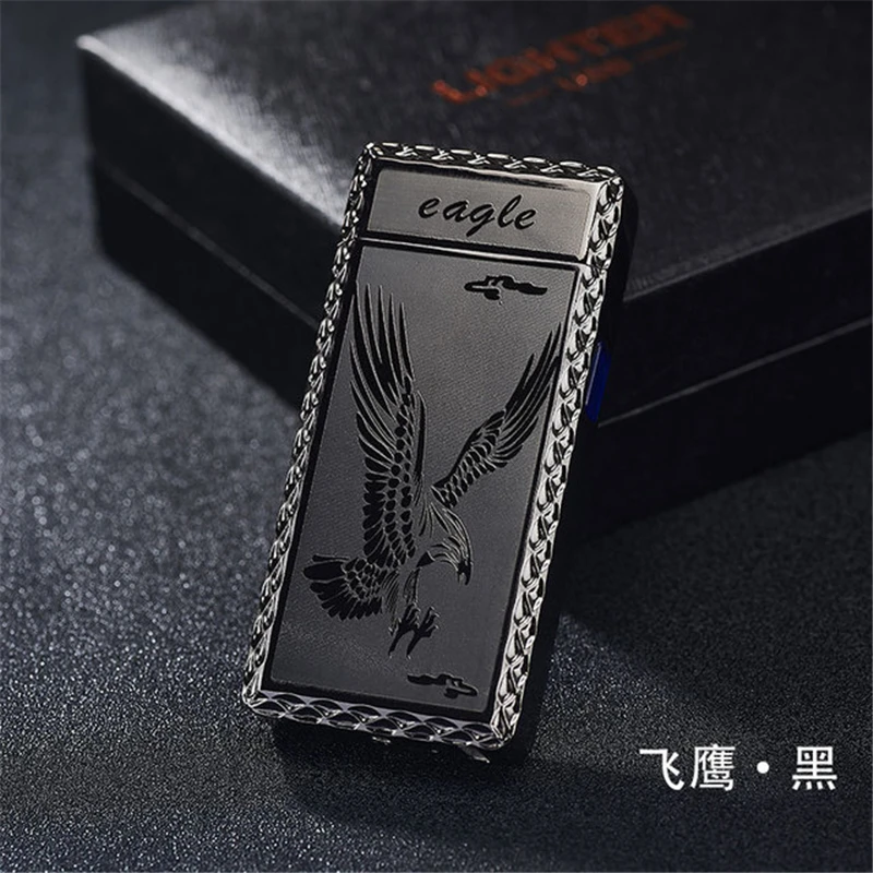Хаки Новейшая электронная Usb зарядка двойная дуговая Зажигалка плазменный электронный импульсный Зажигалка китайский Дракон Форма зажигалка гаджеты для меня - Цвет: Хаки