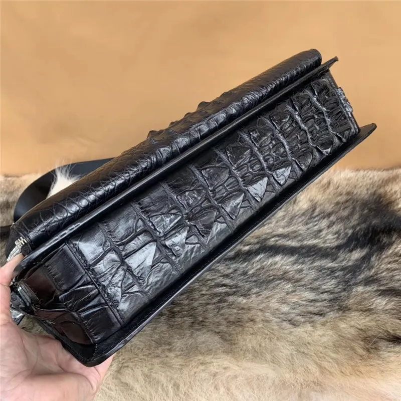 Экзотическая крокодиловая кожа бизнесменов рабочий портфель для ноутбука аутентичная натуральная кожа аллигатора Мужская большая черная сумка с ручкой сверху
