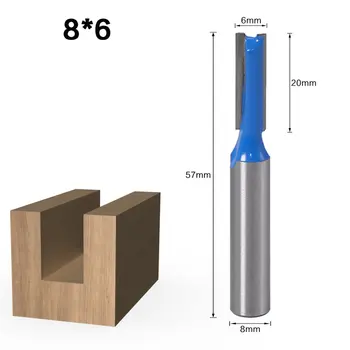 

8mm Shank Slotted Straight Woodworking Router Bit Wood Cutter Cutting Diameter Carpenter End Mill Woodworking Tool