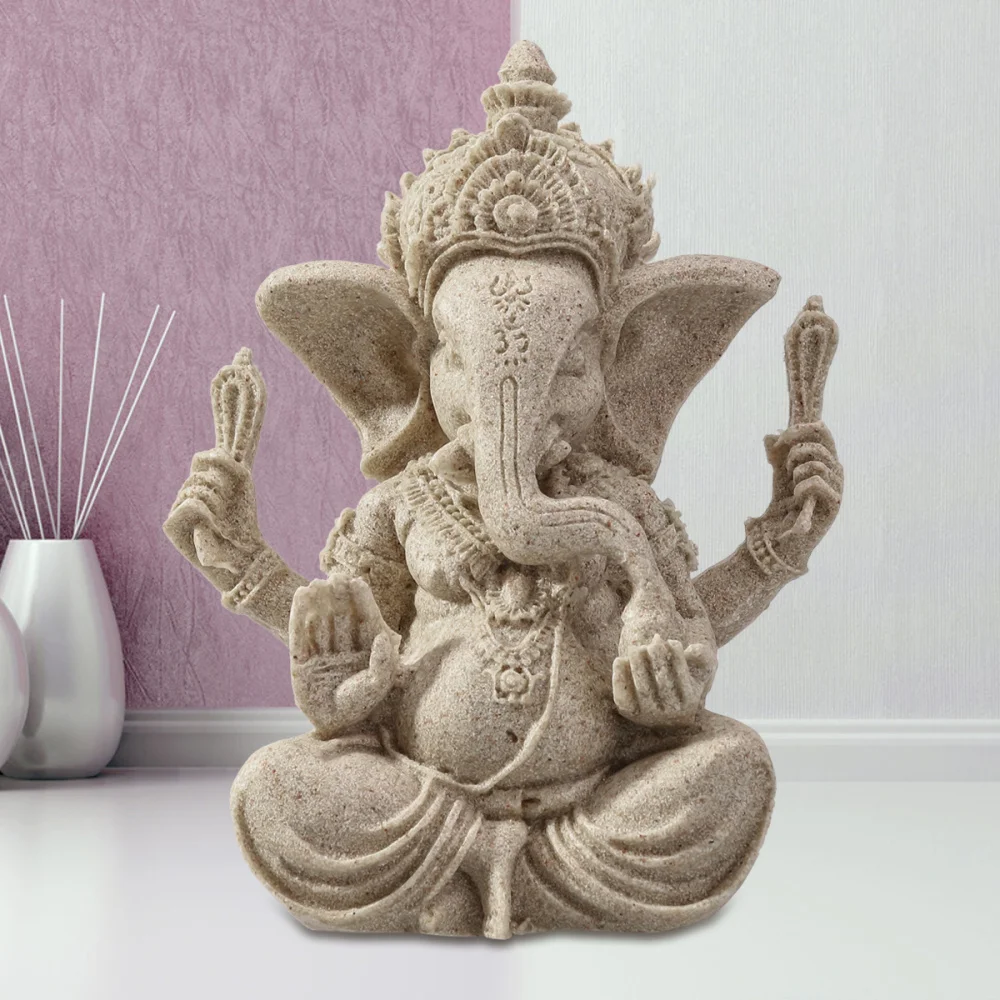 Классическая декоративная фигурка Ganesha из песчаника Реалистичная ручной работы