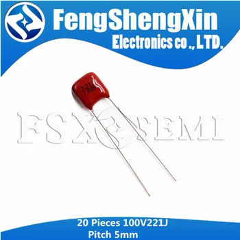 

20PCS CBB21 100V221J 220PF 5% Pitch 5mm 0.22NF 220P 221 100V Polypropylene film capacitor