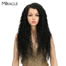 Чудо-волосы мягкие кудрявые вьющиеся Натуральные Черные Длинные Синтетические парики на шнурках для черных женщин 2" дюймовые термостойкие парики на шнуровке спереди