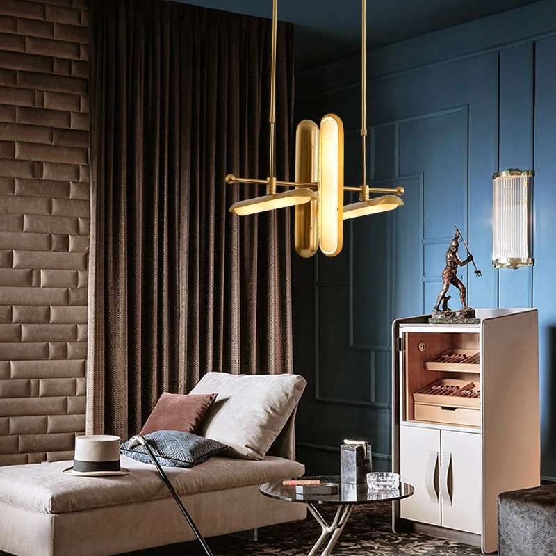 Postmodern Golden Art Deco Golden Iron Glass Chandelier Lighting Lustre Suspension Luminaire Lampen For Dinning Room