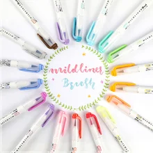 Mild Liner Doppel Headed Highlighter Stift Weichen Pinsel Stift Japanischen Schreibwaren Milkliner Stift Farbige Malerei Zeichnung Marker Stifte