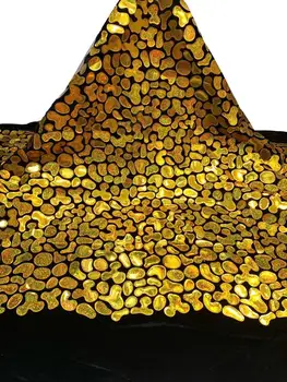 

New Gold French Net Lace Fabric Velvet Latest African Guipure Lace Fabric With Embroidery Mesh Tulle Big Sequins Lace Fabric ZXF