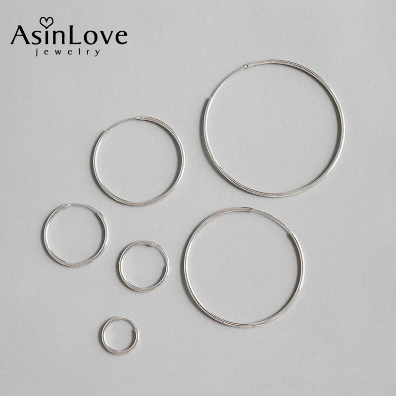 

AsinLove реальные 925 стерлингового серебра круглые серьги-кольца для женщин подарок минималистский Геометрические серьги, хорошая бижутерия ювелирные изделия по оптовым ценам