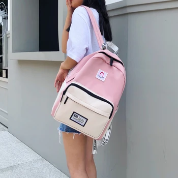 

Bear Embroidery Women Backpack High Quality Lovely Girl School Backpacks for Teenagers Female Nylon Waterproof Bookbag Mochilas