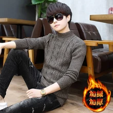 2020 Sweater male Korean version half-collared youth with thick cashmere junior high school students winter handsome