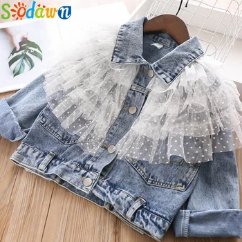 

Sodawn Denim Girls Coat New Spring Autumn Fashion Children Little Girls Jacket Kids Clothes Lace Creative Girls Clothes Outwear