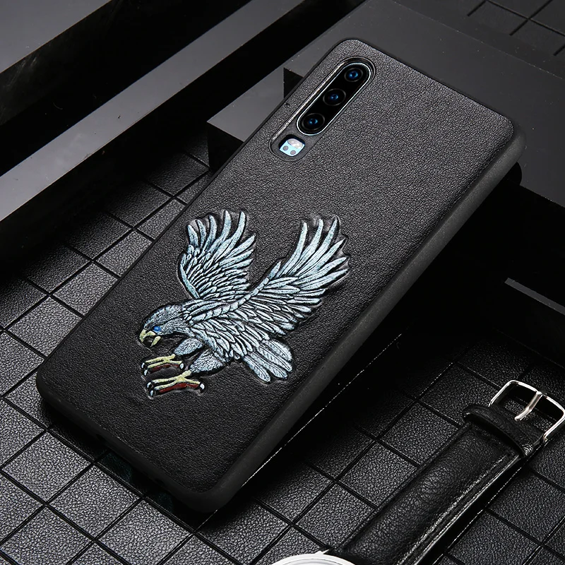 Чехол из натуральной кожи с 3D тиснением для телефона Huawei P30 Lite P40 Pro Mate 20 P20 Y9 Y7 Y6