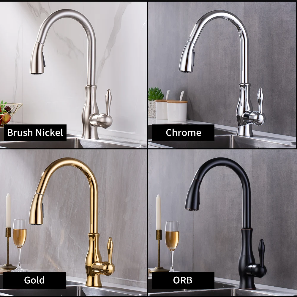 Kitchen Sink Faucet Single Handle Chrome Taps Pull Out Kitchen Tap 360 Swivel Water Mixer Tap Singl - 32999025075