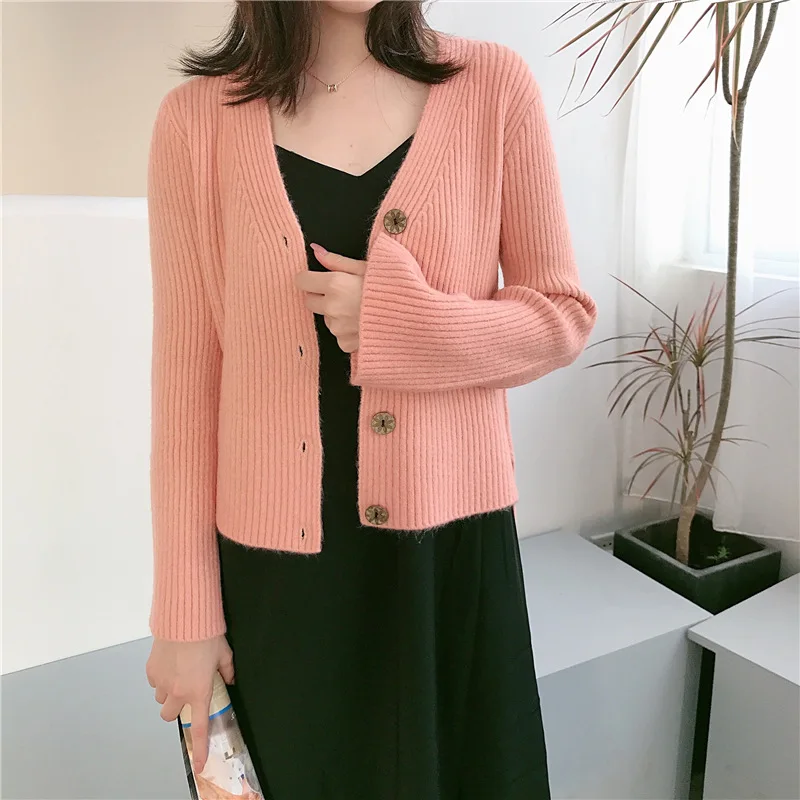 Knitted Sweater Coat Long Sleeve Casual V-Neck solid color green Cardigans womens ugly christmas sweater winter dresses women |
